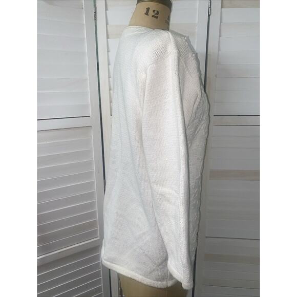 Vtg Huntington Ridge 80’s Women's Cardigan Cream Sweater Embroidered Sz Medium - Picture 4 of 8